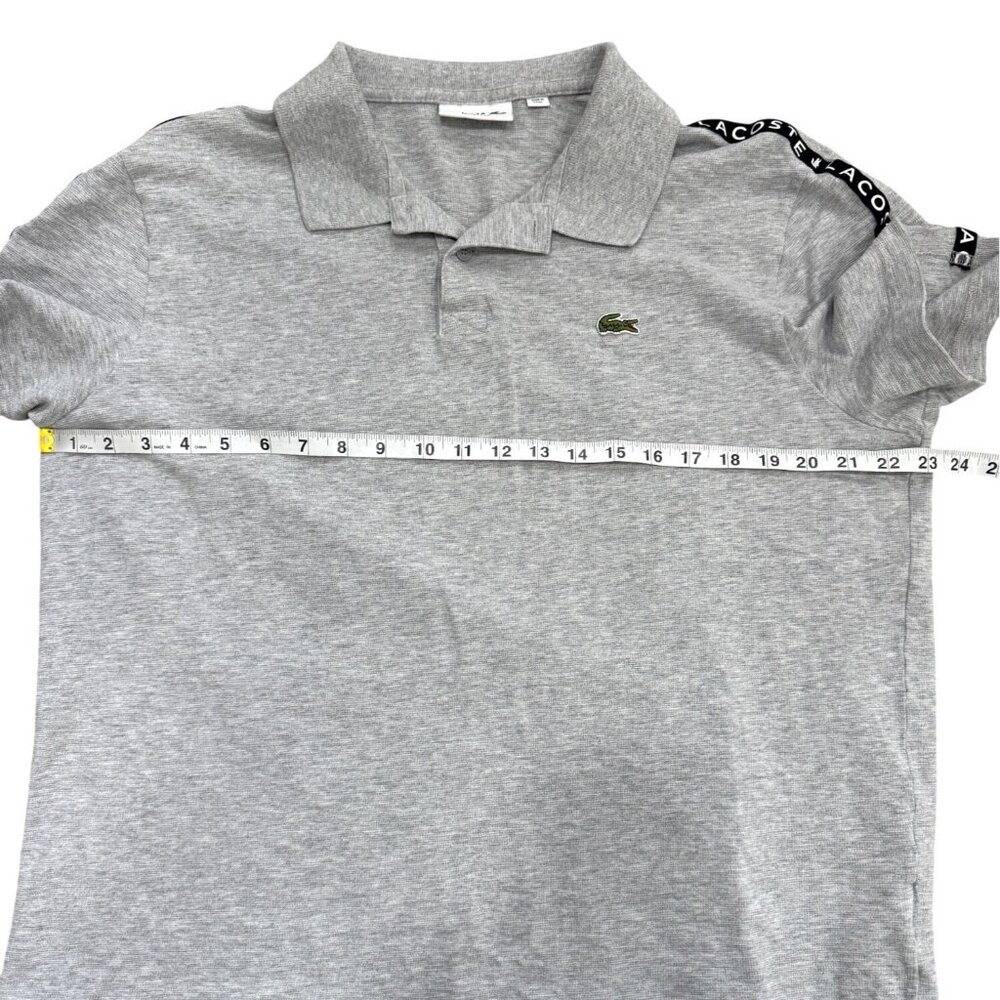 Lacoste Mens Size XL Lettered Band Cotton Polo Shirt Short Sleeve Gray - Picture 4 of 6